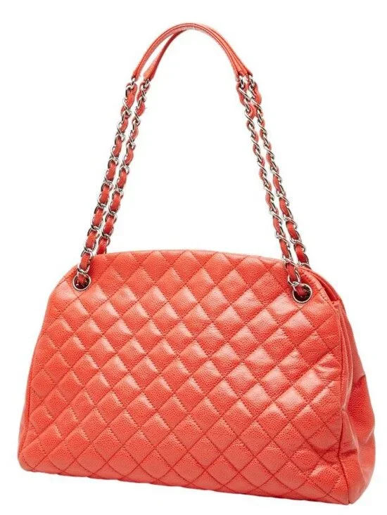 Chanel Quilted Chain Shoulder Bag Orange Caviar Leather - Picture 2 of 10